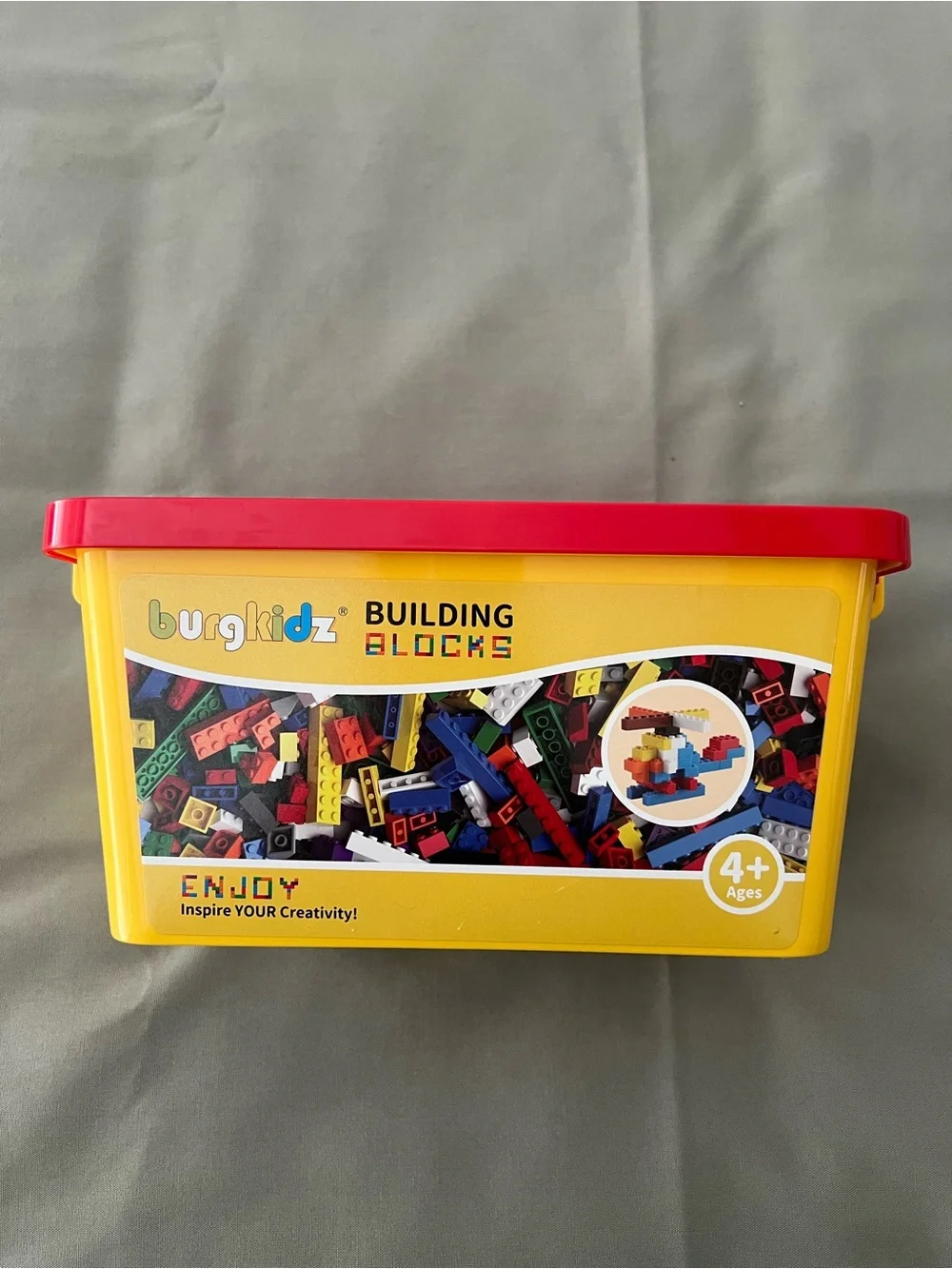 Burgkidz Building Blocks Storage Bin with 500+ Blocks - Creative Play Set